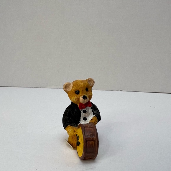 SET OF 6 RESIN TEDDY BEAR BAND FIGURINES WITH INSTRUMENTS 2" TALL EACH *EUC VTG* - Picture 8 of 11